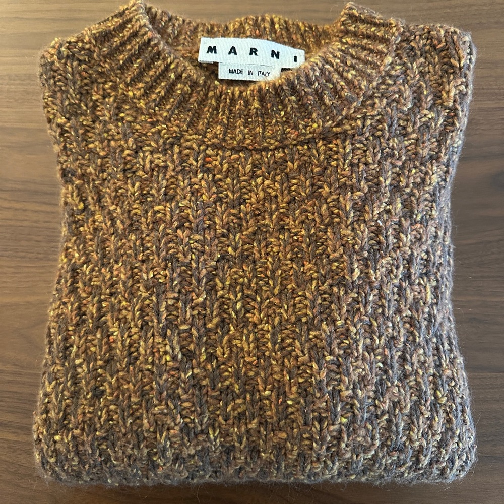 Marni Orange/Brown Knit Crewneck Sweater Mens Size 52 Large